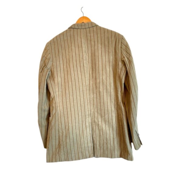 Lacoste Vintage Men Beige Striped Blazer Sport Coat Jacket size 54   44   4 - Picture 2 of 10